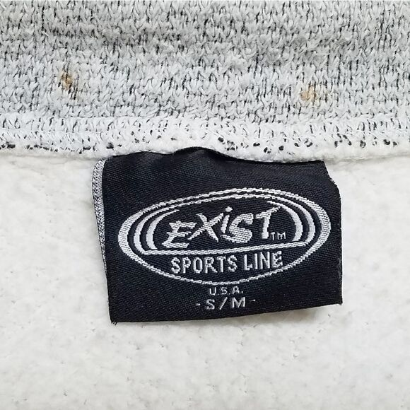 𝅺VINTAGE 1990s Exist White Gray Striped Full-zip Terry Cloth Cropped Sweater - Picture 9 of 11